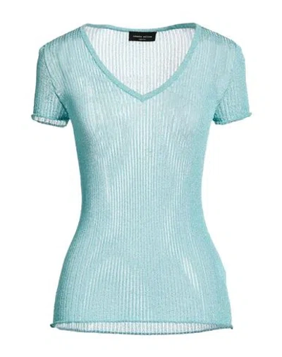 Roberto Collina Woman Sweater Turquoise Size M Viscose, Metallic Polyester In Blue