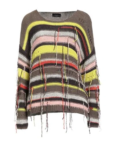 Roberto Collina Woman Sweater Yellow Size L Cotton, Linen, Polyamide In Brown