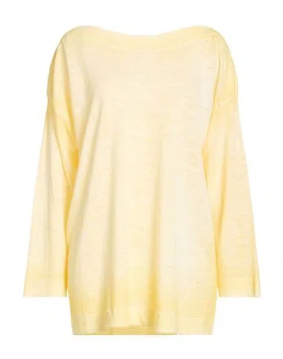 Roberto Collina Woman Sweater Yellow Size L Linen, Polyester