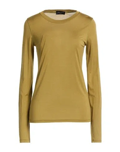 Roberto Collina Woman T-shirt Military Green Size S Cotton In Yellow