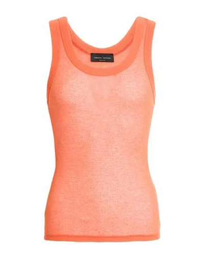 Roberto Collina Woman Tank Top Orange Size S Cotton, Nylon
