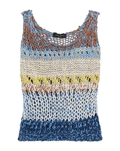 Roberto Collina Woman Top Azure Size M Cotton, Nylon In Blue