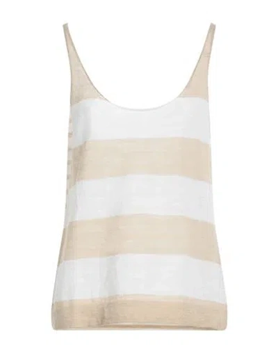 Roberto Collina Woman Top Beige Size M Linen, Polyester In Beige
