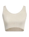 Roberto Collina Woman Top Beige Size M Viscose, Metallic Polyester In Beige