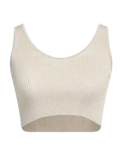 Roberto Collina Woman Top Beige Size M Viscose, Metallic Polyester