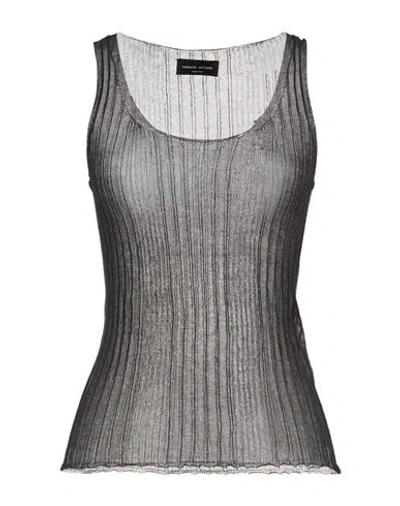 Roberto Collina Woman Top Black Size S Cotton, Nylon In Gray