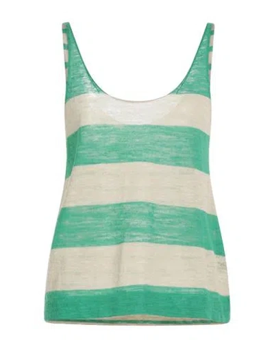 Roberto Collina Woman Top Green Size S Linen, Polyester