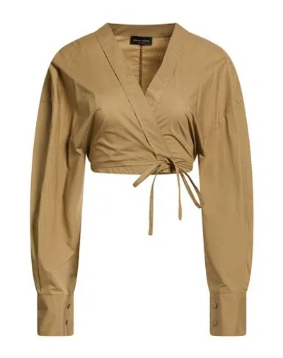 Roberto Collina Woman Top Khaki Size S Cotton In Brown