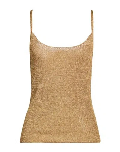 Roberto Collina Woman Top Marigold Size Xl Viscose, Metallic Polyester In Brown
