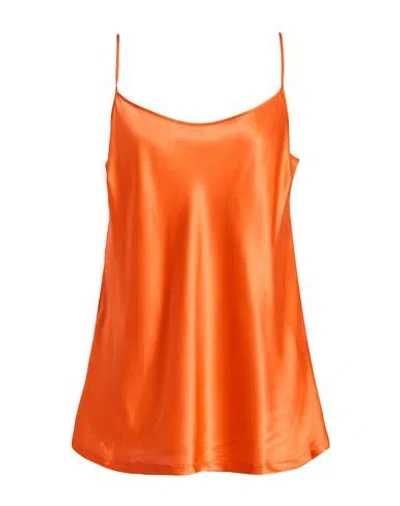 Roberto Collina Woman Top Orange Size M Silk, Elastane