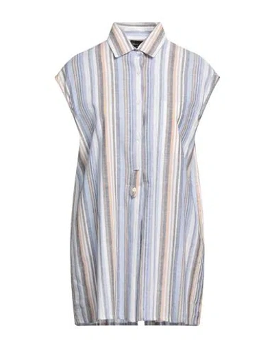 Roberto Collina Woman Top Sky Blue Size S Linen, Cotton