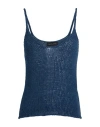 Roberto Collina Woman Top Slate Blue Size M Cotton, Polyamide