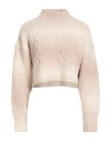 Roberto Collina Woman Turtleneck Beige Size L Baby Alpaca Wool, Nylon In Neutral
