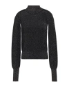 Roberto Collina Woman Turtleneck Black Size L Merino Wool, Viscose, Metallic Polyester