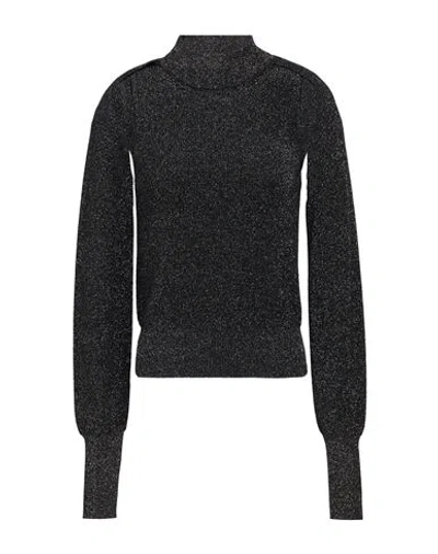Roberto Collina Woman Turtleneck Black Size L Merino Wool, Viscose, Metallic Polyester
