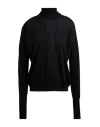 Roberto Collina Woman Turtleneck Black Size M Merino Wool, Polyester In Black