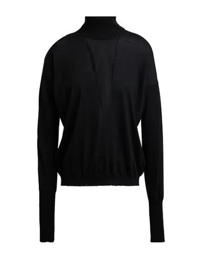 Roberto Collina Woman Turtleneck Black Size M Merino Wool, Polyester