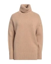Roberto Collina Woman Turtleneck Camel Size M Merino Wool, Cashmere