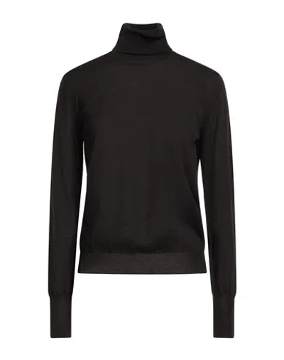 Roberto Collina Woman Turtleneck Chocolate Brown Size M Merino Wool