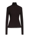 Roberto Collina Woman Turtleneck Dark Brown Size L Merino Wool In Brown