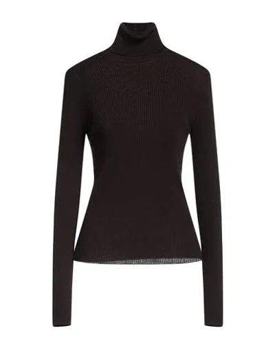 Roberto Collina Woman Turtleneck Dark Brown Size L Merino Wool
