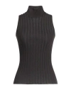 Roberto Collina Woman Turtleneck Dark Brown Size S Merino Wool, Metallic Polyester, Nylon In Brown