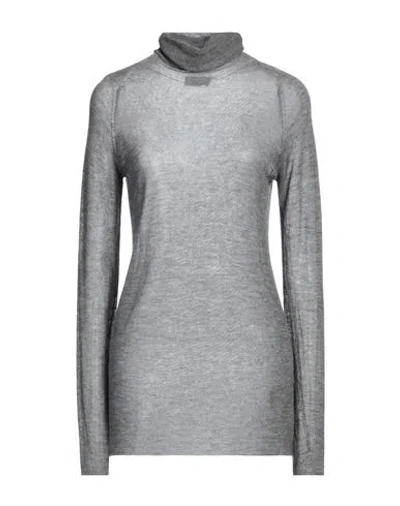 Roberto Collina Woman Turtleneck Grey Size M Cashmere, Silk In Gray