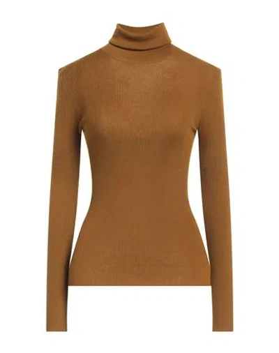 Roberto Collina Woman Turtleneck Camel Size M Merino Wool In Yellow