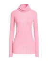 Roberto Collina Woman Turtleneck Pink Size M Baby Alpaca Wool, Nylon, Wool
