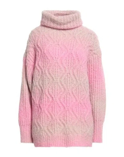 Roberto Collina Woman Turtleneck Pink Size Xxl Baby Alpaca Wool, Nylon
