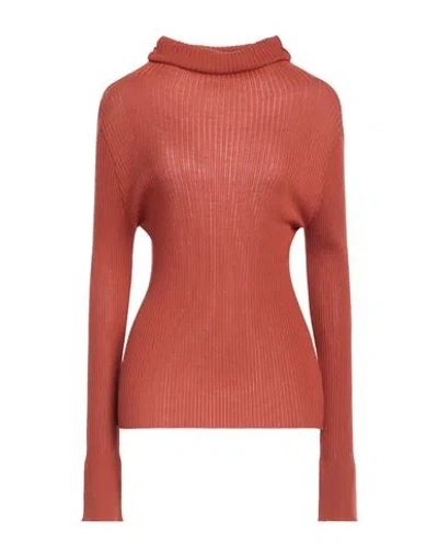 Roberto Collina Woman Turtleneck Rust Size M Merino Wool In Red