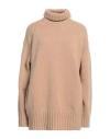 Roberto Collina Woman Turtleneck Camel Size M Merino Wool, Cashmere
