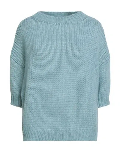 Roberto Collina Woman Turtleneck Sky Blue Size M Baby Alpaca Wool, Nylon, Wool