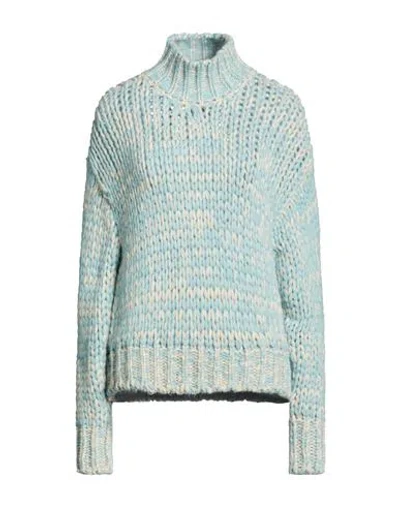 Roberto Collina Woman Turtleneck Sky Blue Size S Baby Alpaca Wool, Polyamide, Wool