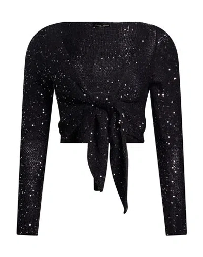 Roberto Collina Woman Wrap Cardigans Black Size S Nylon, Cashmere, Silk