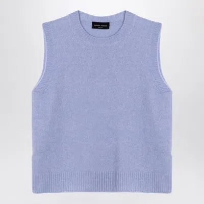 Roberto Collina Sleeveless Crew Neck Ribbed Hem Waistcoat In Blue