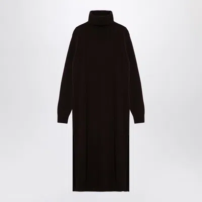 Roberto Collina Brown Cashmere Blend Turtleneck Dress