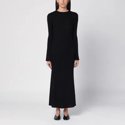 Roberto Collina Ribbed Texture Wool Dress In Black
