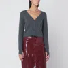 Roberto Collina Short Anthracite Gray Cashmere Cardigan In Multi