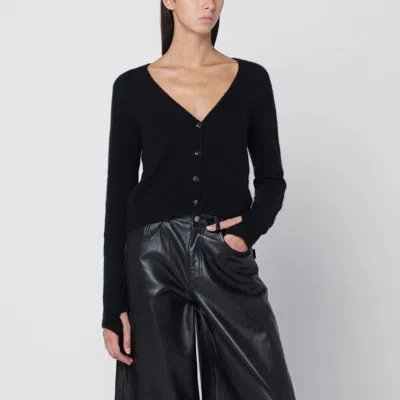 Roberto Collina Black Cashmere Cardigan With Long Sleeves