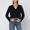 Roberto Collina Wool V-neck Sweater Long Sleeves In Black