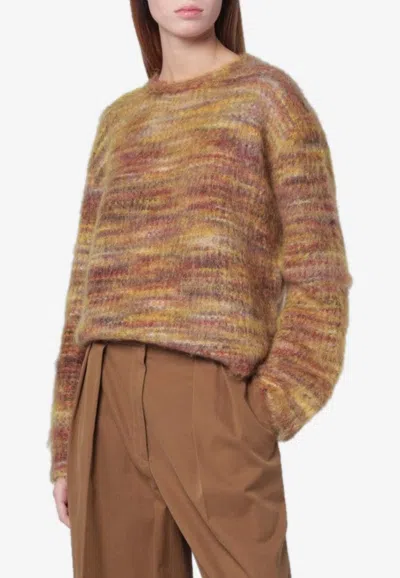 Roberto Collina Wool And Mohair Crewneck Sweater In Brown
