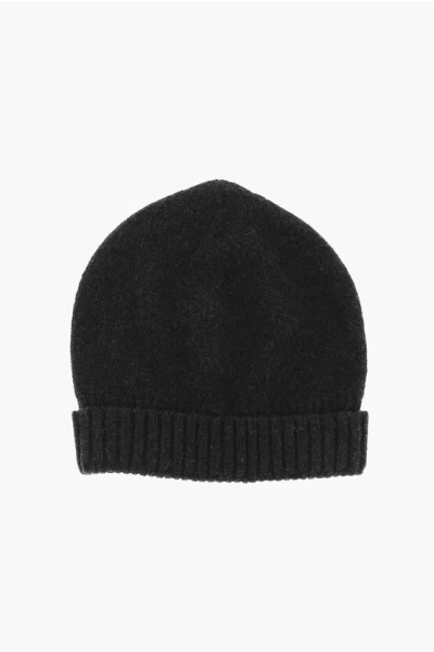 Roberto Collina Wool Blend Beanie With Ribbed Cuff In Black