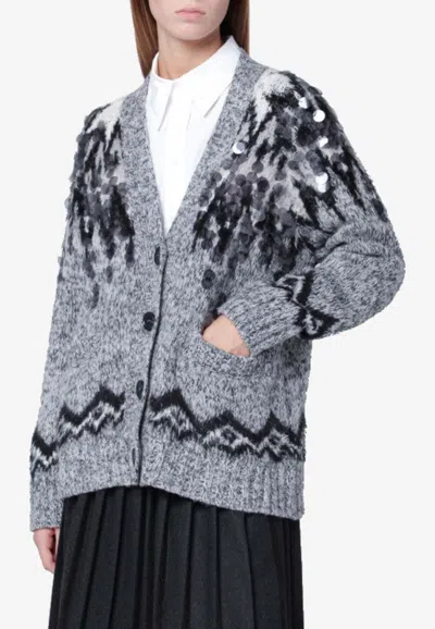 Roberto Collina Wool-blend Cardigan With Sequins In Multi