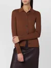 Roberto Collina Wool Cardigan With Long Sleeves And Ribbed Texture In Brown