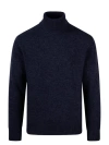 Roberto Collina Ribbed Cuffs Wool Turtleneck Sweater In Blue