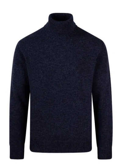 Roberto Collina Ribbed Cuffs Wool Turtleneck Sweater In Black