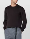 Roberto Collina Round-neck Long-sleeve Knitted Sweater In Brown