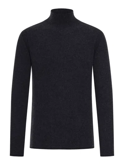 Roberto Collina Wool High Neck Sweater In Black