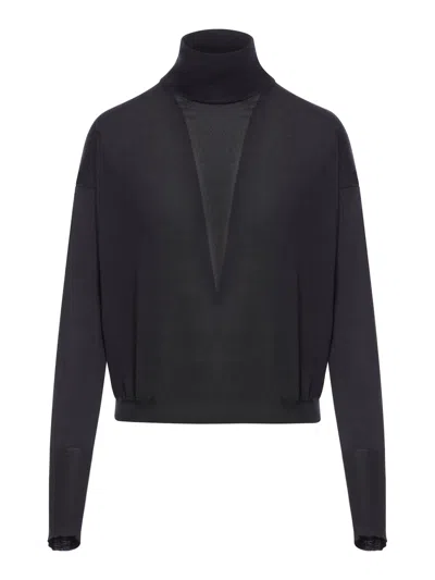 Roberto Collina Wool High Neck Jumper In Black